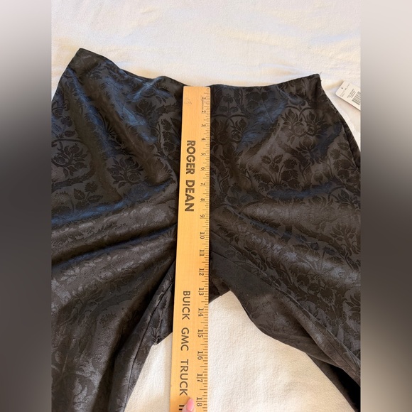 Black Jacquard Dress Pants Damask Pattern Elegant Evening Trousers - Picture 8 of 12